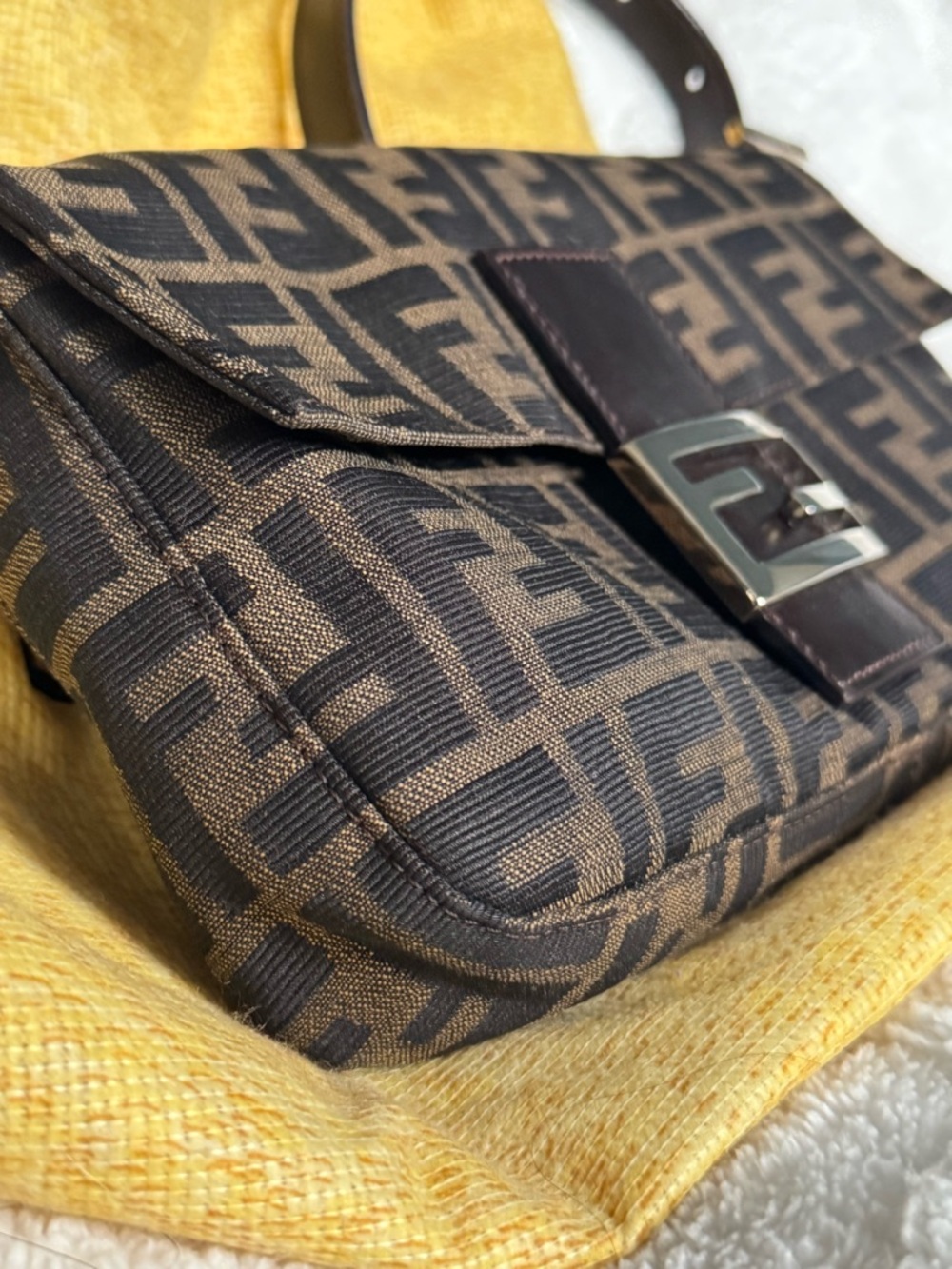 Fendi Brown Monogram Canvas Baguette Clutch with Silver Hardware - Picture 2 of 13